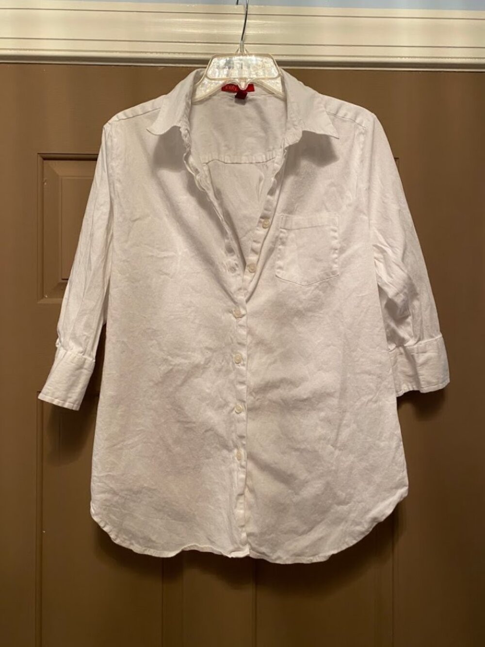 Unique White Button Down Blouse with Back Buttons size Large